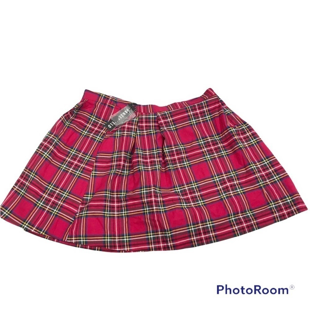 Modcloth Dangerfield red plaid school girl skirt size 16 NWT